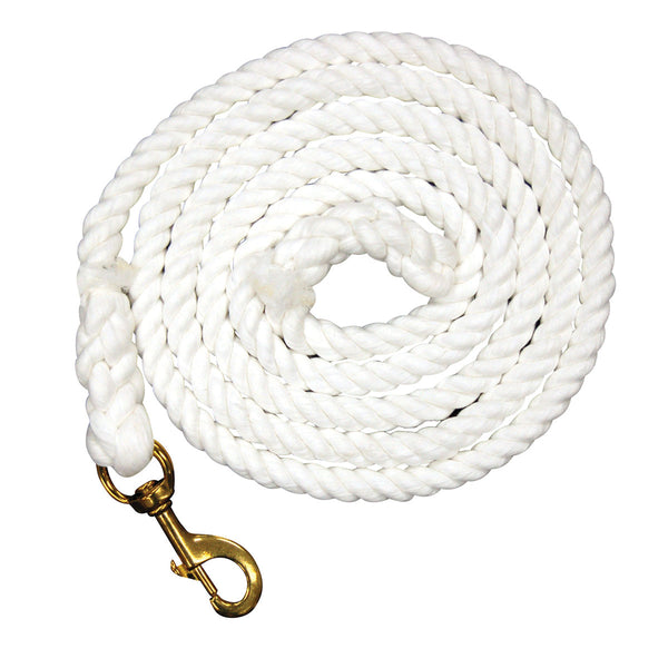 Cotton Lead Rope White With Brass Snap 10 Ft